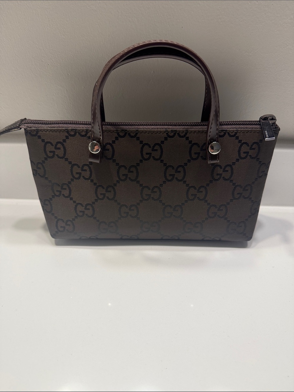 Gucci Brown GG Supreme Mini Top-Handle Bag